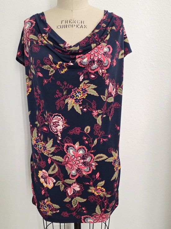 Lane Bryant Tops - Lane Bryant NWT Navy Floral Cowl Neck Tunic Top Size 14/16